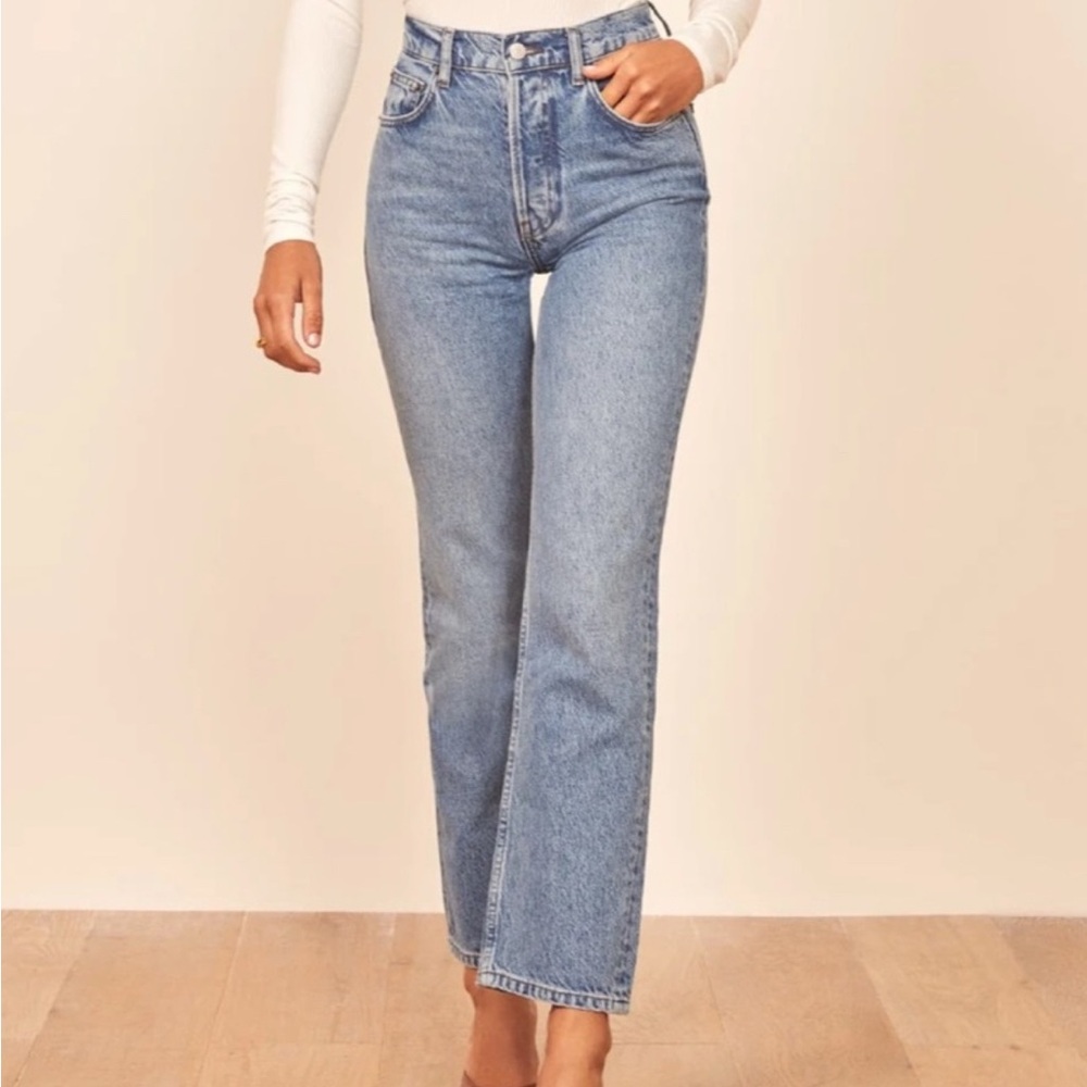 Reformation Jeans Cynthia Straight Fit Denim, Tangier Wash